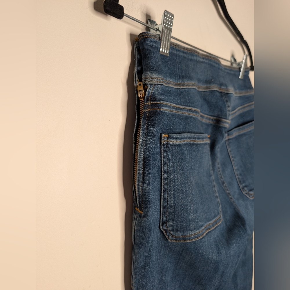 FRAME Sidonia High Rise Flare Jeans Size 25 Blue Organic Cotton Sailor Button - Picture 6 of 8
